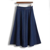 Flowy Denim Maxi Skirt with Flared Hem