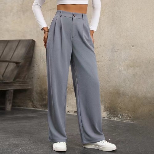 High-Waisted Pleated Casual Trousers for Women
