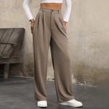 High-Waisted Pleated Casual Trousers for Women