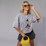 100% Cotton Short Sleeve T-Shirt with Cute Cartoon Duck Print