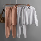 Casual Knit Polo Neck Sweater Set Two-Piece