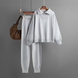 Casual Knit Polo Neck Sweater Set Two-Piece