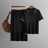 Knitted Polo Collar Skirt Set