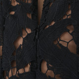 Hollow Lace Bow-Detail Bodycon Dress