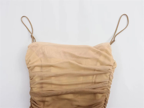 Vintage Silk Mesh Printed Dress for Trendy Women