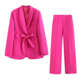 Casual Blazer and Wide-Leg Trousers Set