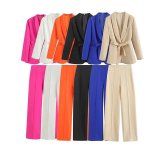 Casual Blazer and Wide-Leg Trousers Set