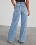 Washed Loose-Fit Wide-Leg Floor-Length Trousers