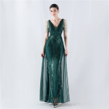 Beaded Evening Gown with Cape - A Masterpiece by ihoov