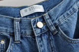 Distressed Flared Wide-Leg Jeans with Unique Ripped