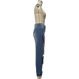 Ihoov Letter-Cut Distressed Skinny Jeans