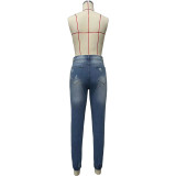 Ihoov Letter-Cut Distressed Skinny Jeans