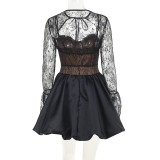 Fitted Sexy Lace Tie A-Line Dress