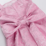 Slim-Fit Square Neck Bow Tie Dress
