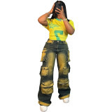 Straight-Leg Cargo Jeans with Multi-Pockets
