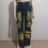 Straight-Leg Cargo Jeans with Multi-Pockets