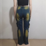 Straight-Leg Cargo Jeans with Multi-Pockets