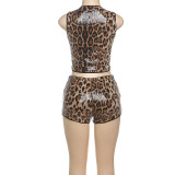 Seductive Leopard Print Sparkle Bodycon Mini Set