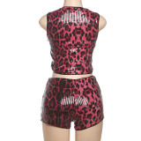 Seductive Leopard Print Sparkle Bodycon Mini Set