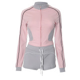 IHOOV Slim Fit Stand-Up Collar Workout Set