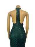 Rhinestone-Embellished Bodycon Evening Gown