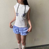 Ruffle Hem Low-Waist Gingham Cake Shorts