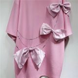Bowknot Design Cotton T-Shirt with Rhinestones Versatile Women's Top