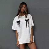 Bowknot Casual Cotton Short Sleeve T-Shirt