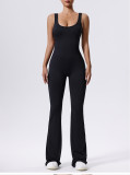 Sports Bodysuit with Built-in Bra and Wide-Leg Pants