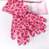 Pink Leopard Print Metal Chain Lingerie Set with Gloves and Leg Rings