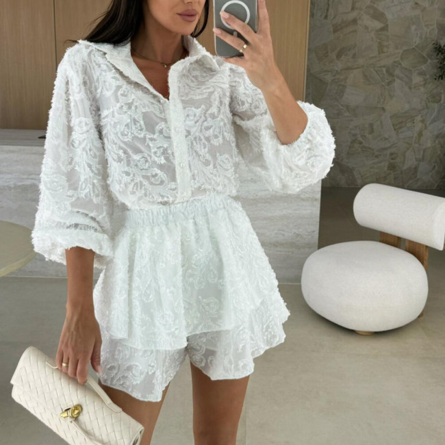 Lace Casual Long Sleeve Set