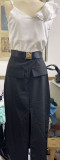 Lace Sleeve High-Waisted Slim Fit Split A-Line Skirt Set