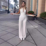 Sleek Solid Color Sleeveless High-Waisted Jumpsuit