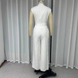 Sleek Solid Color Sleeveless High-Waisted Jumpsuit