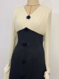 Elegant Color-Block Midi Dress