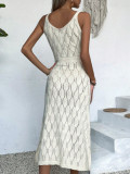 Hollow-Out Backless Knitted Maxi Dress for Vacation