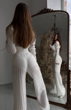 Hollow Out High-Waisted Knitted Two-Piece Set for Women