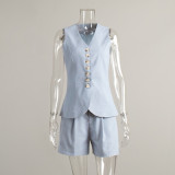 Cotton-Linen Vest and Shorts Set