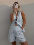 Cotton-Linen Vest and Shorts Set