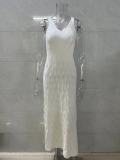 Hollow-Out Backless Knitted Maxi Dress for Vacation