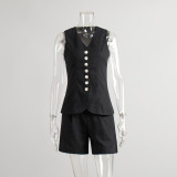 Cotton-Linen Vest and Shorts Set