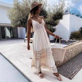 Casual Lace Panel Sleeveless Maxi Dress