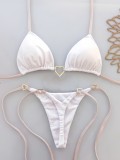 Charming Heart Print Low-Rise Tie Bikini Set