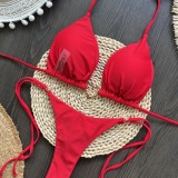 Charming Heart Print Low-Rise Tie Bikini Set