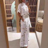 Hollow Out Cardigan and Wide-Leg Pants Set