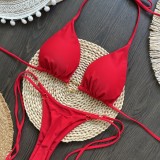 Charming Heart Print Low-Rise Tie Bikini Set