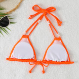 Chic Hollow Three-Point Split Bikini with Pearl Straps
