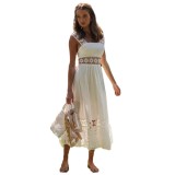 Lace Sleeveless Maxi Dress with Flared Hem