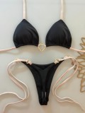Charming Heart Print Low-Rise Tie Bikini Set