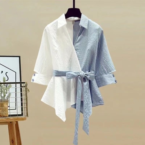Layered Look Slimming Denim Two-Piece Set